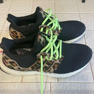 Adidas Ultra Boost. Black w/ leopard fur.